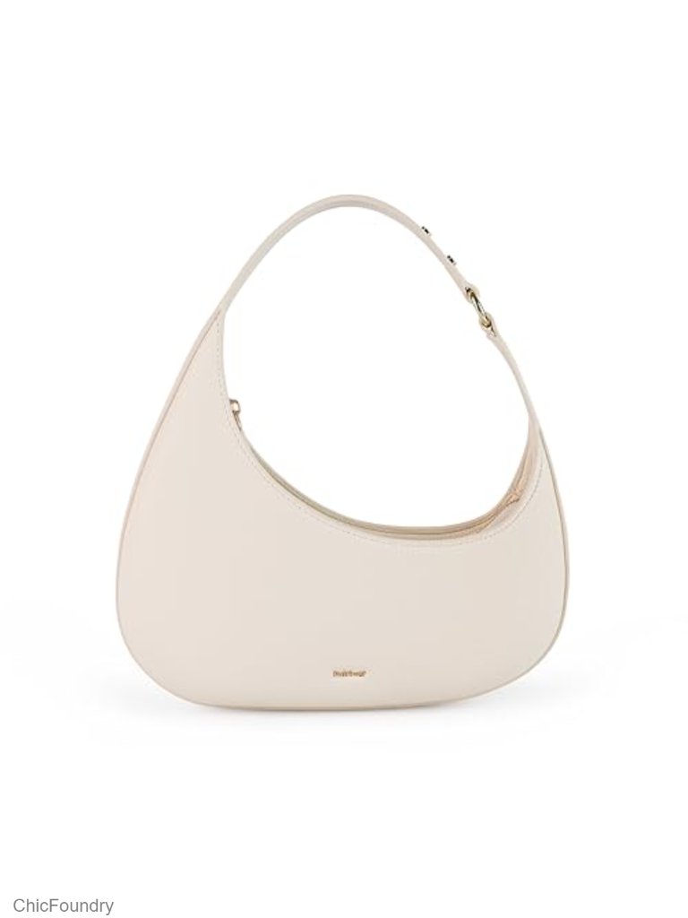 Small Crescent Shoulder Bag, Mini Vegan Leather Hobo Purse, Zipper